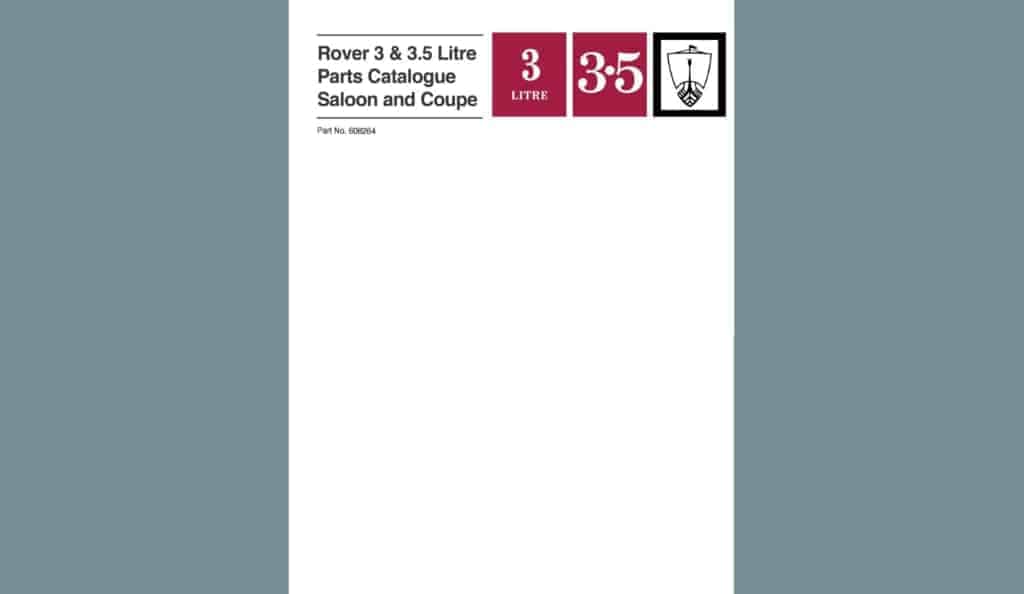 RoverP5.com Review: Rover 3 & 3.5 Litre Parts Catalogue Saloon and Coupe